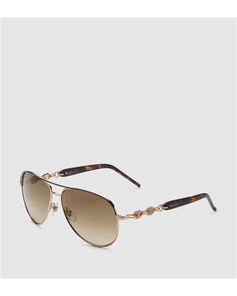 Gucci Aviator acetate sunglasses with marina chain